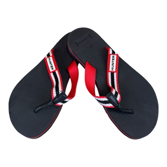 Hunter Red White Black Logo Flip-Flops Women’s Size 6 New Without Box - Picture 1 of 6